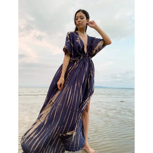 Goddess Tie Dye Kaftan Maxi Dress - Picture 1 of 9